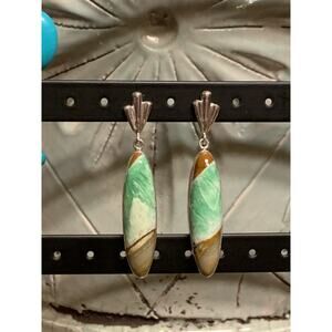 Sterling Silver and Variscite Earrings Dangle SEE FULL DESCRIPTION